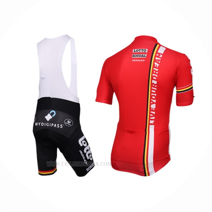 2016 Ropa Ciclismo Lotto Soudal Blanco Rojo Mangas Corta y Culotte Corto